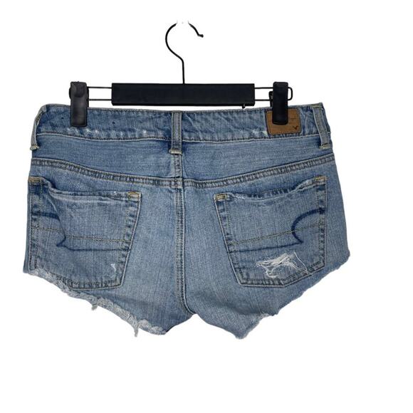 American Eagle Womens Bottoms Size 2 Denim Blue Medium Wash Distressed Shorts - Picture 2 of 13